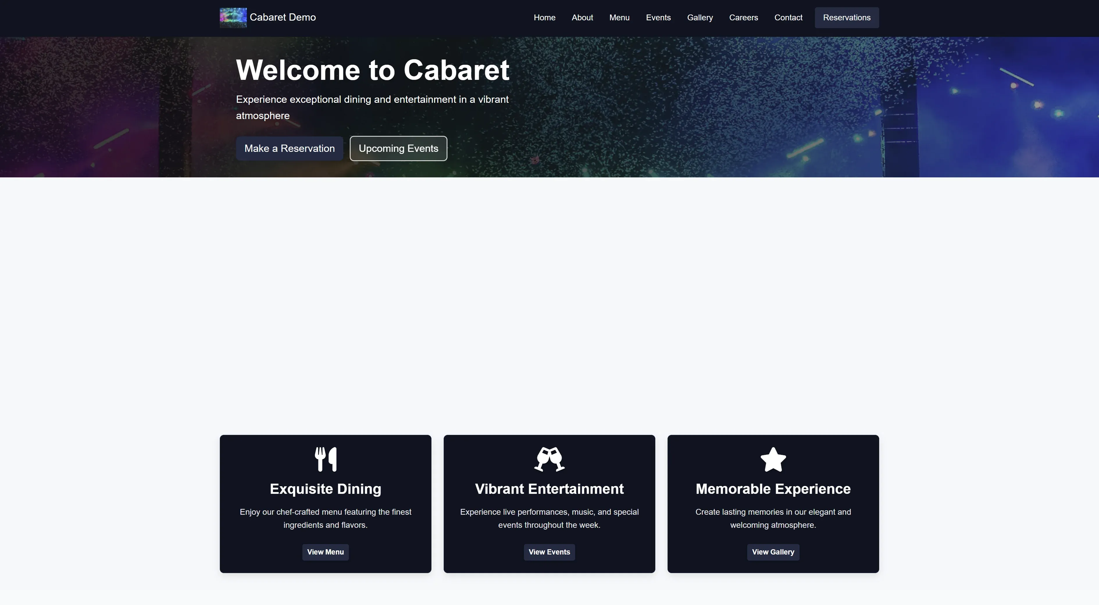 Cabaret Theme website template screenshot for Condo Cabaret
