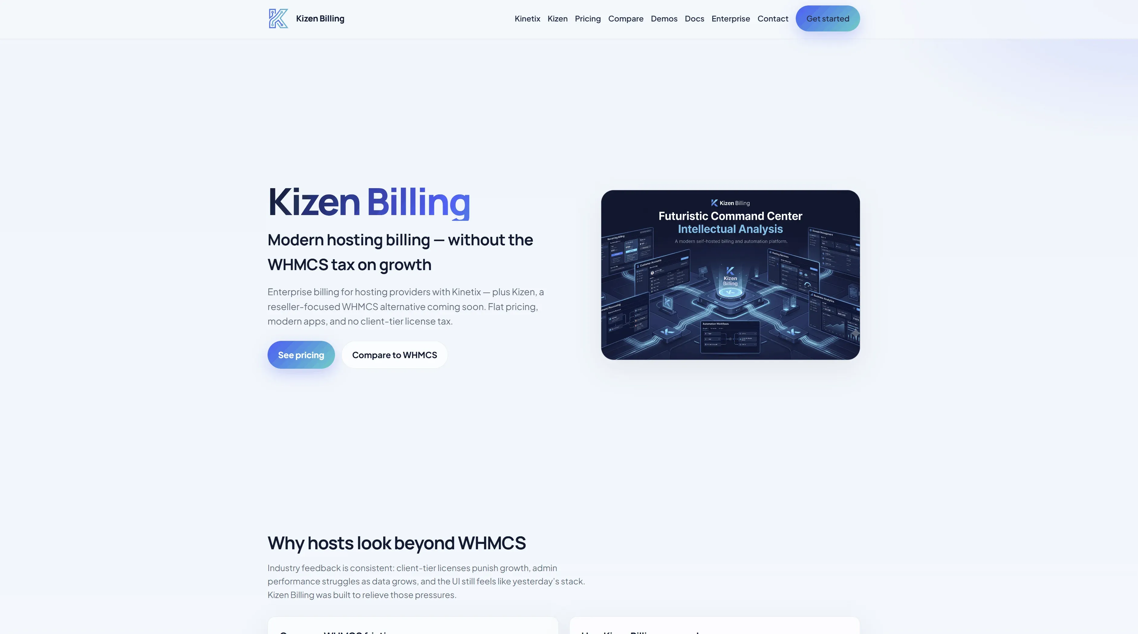 Kizen Billing marketing website screenshot